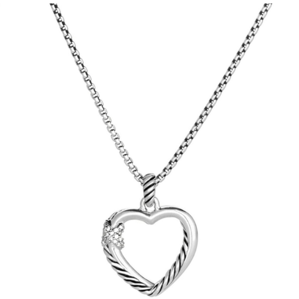 Authentic David Yurman Silver Heart Pendant Necklace